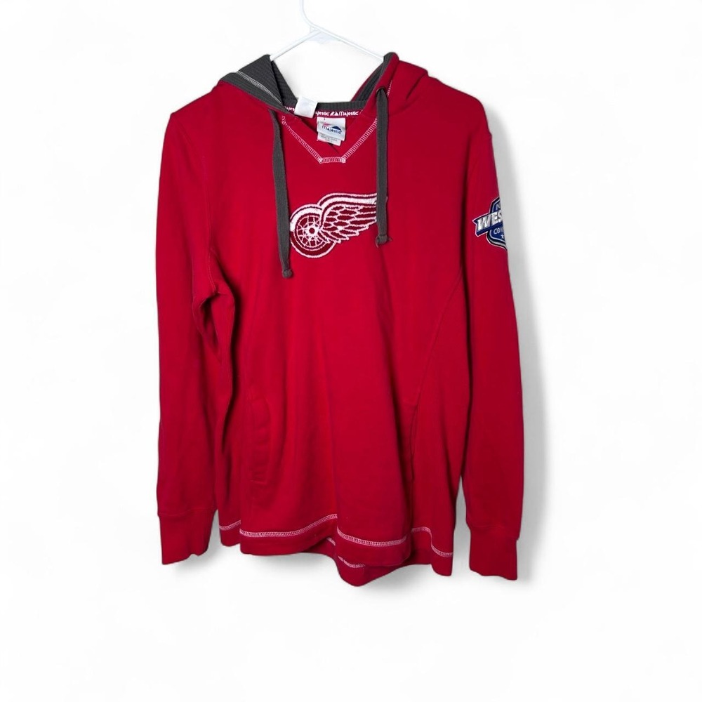 Majestic Athletic Detroit Red Wings NHL thermal Hoodie with white logo Women's